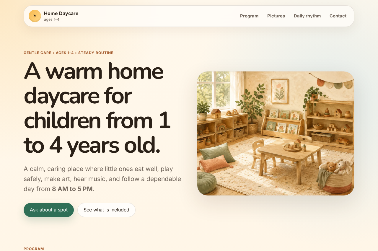Updated Playhouse Daycare homepage with its playroom image
