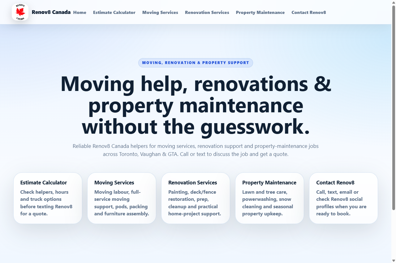 Renov8 Canada business website